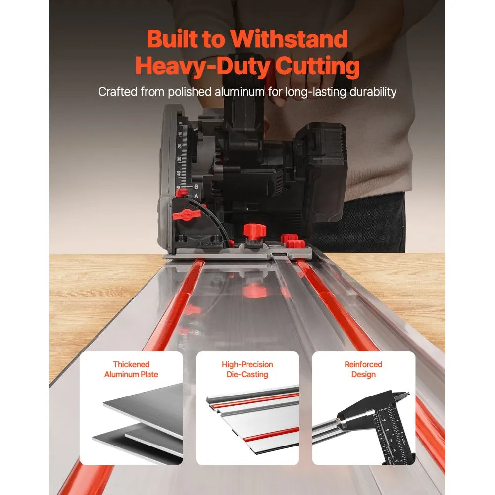 0.7M - 27.5" Aluminum Track Saw Guide Rail Kit with Connectors
