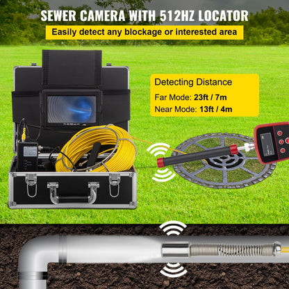 VV-SC-165 - 7" HD Sewer Inspection Camera with 165' Cable & Locator