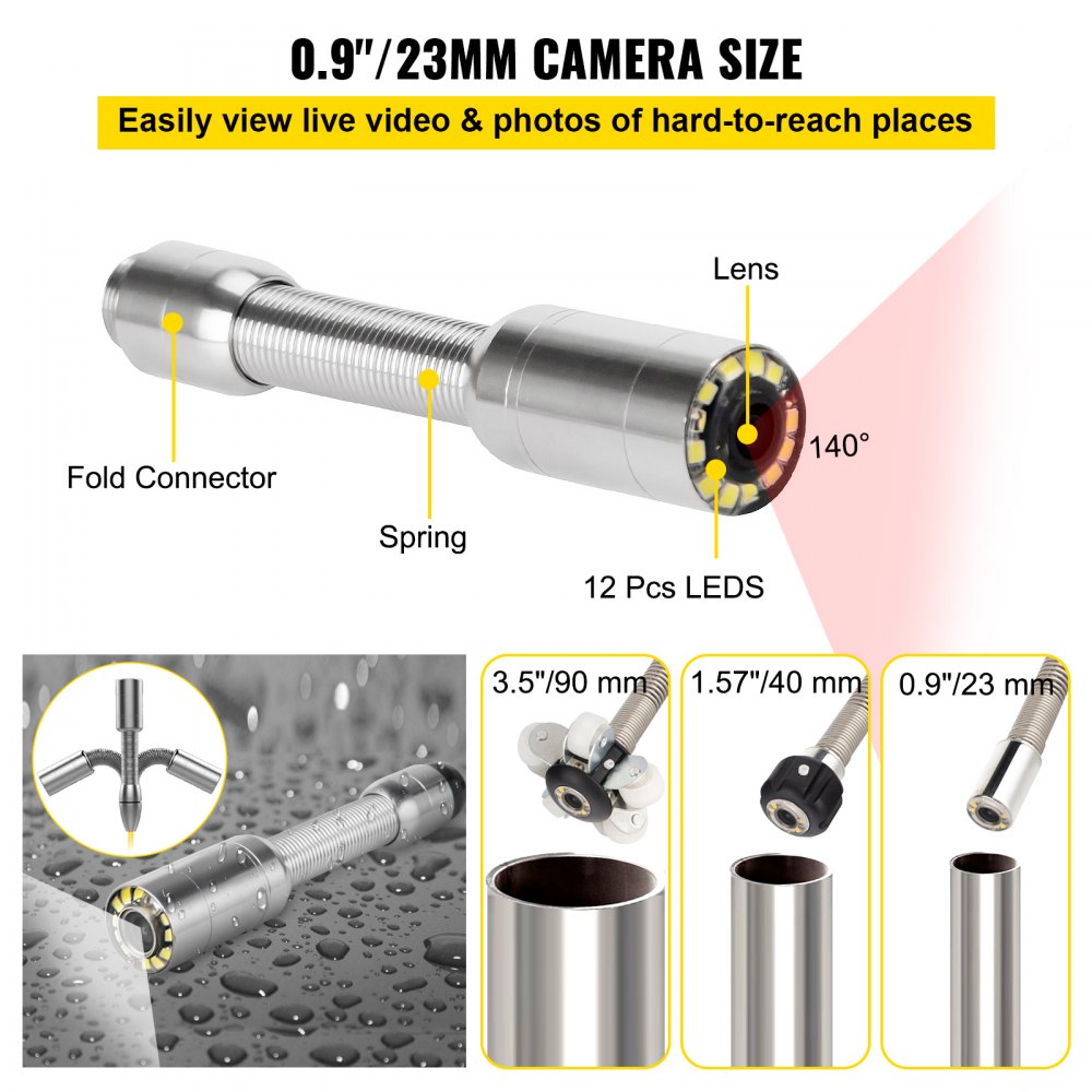 VV-SC-328 - 9" 720P Sewer Inspection Camera with Long Cable