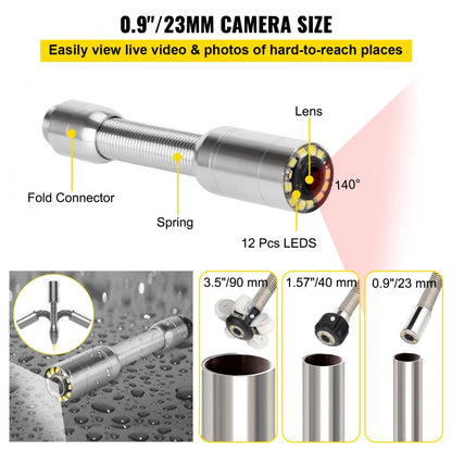 VV-SC-328 - 9" 720P Sewer Inspection Camera with Long Cable