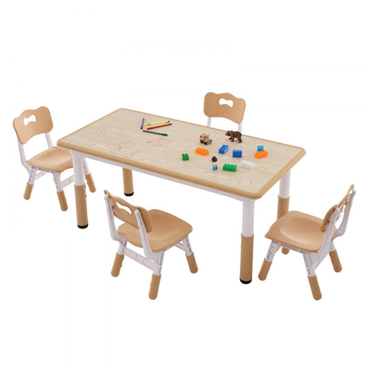 LY-1106 - Adjustable Kids Table & 4 Chairs Set for Ages 2-8