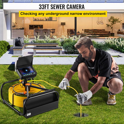 010955339055 - 32.8FT Waterproof Sewer Camera with 4.3" Monitor & 14hr Battery