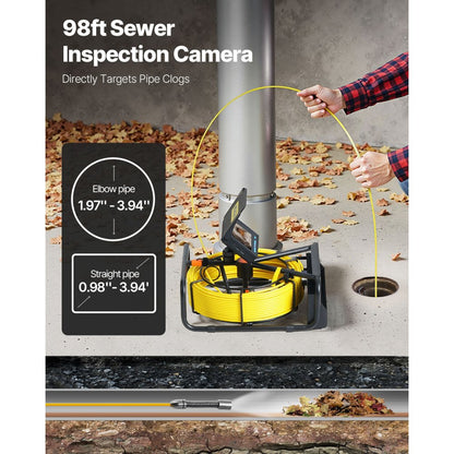 010942208076 - 98.4ft Waterproof Sewer Camera with 4.3" Monitor & DVR