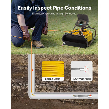 010942208076 - 98.4ft Waterproof Sewer Camera with 4.3" Monitor & DVR