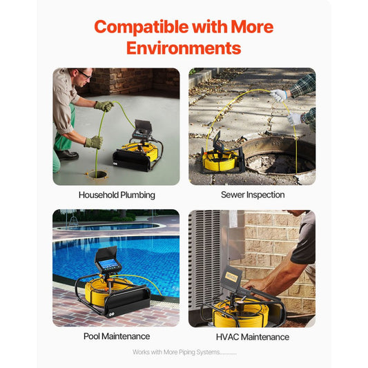 010750564841 - 164 ft Waterproof Sewer Camera with 4.3" LCD Display