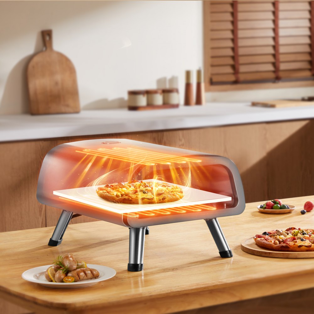 EG12-02B-18 - Commercial 850℉ Electric Pizza Oven with Pizza Stone & Foldable Legs