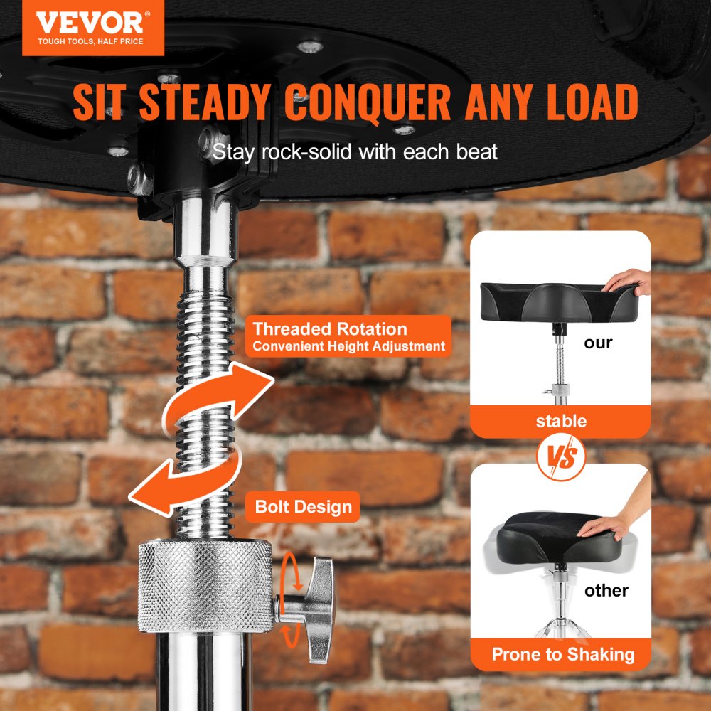 ADT-30 - Ergonomic Saddle Drum Throne, 22-27.8 in, Comfort for All Drummers