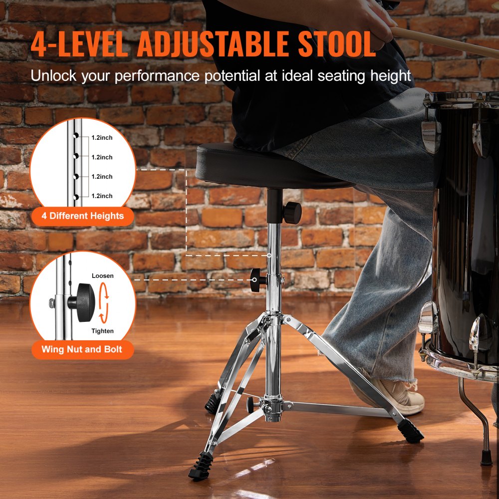 ADT-10 - Adjustable 19.3-23" VEVOR Drum Throne for Ergonomic Comfort