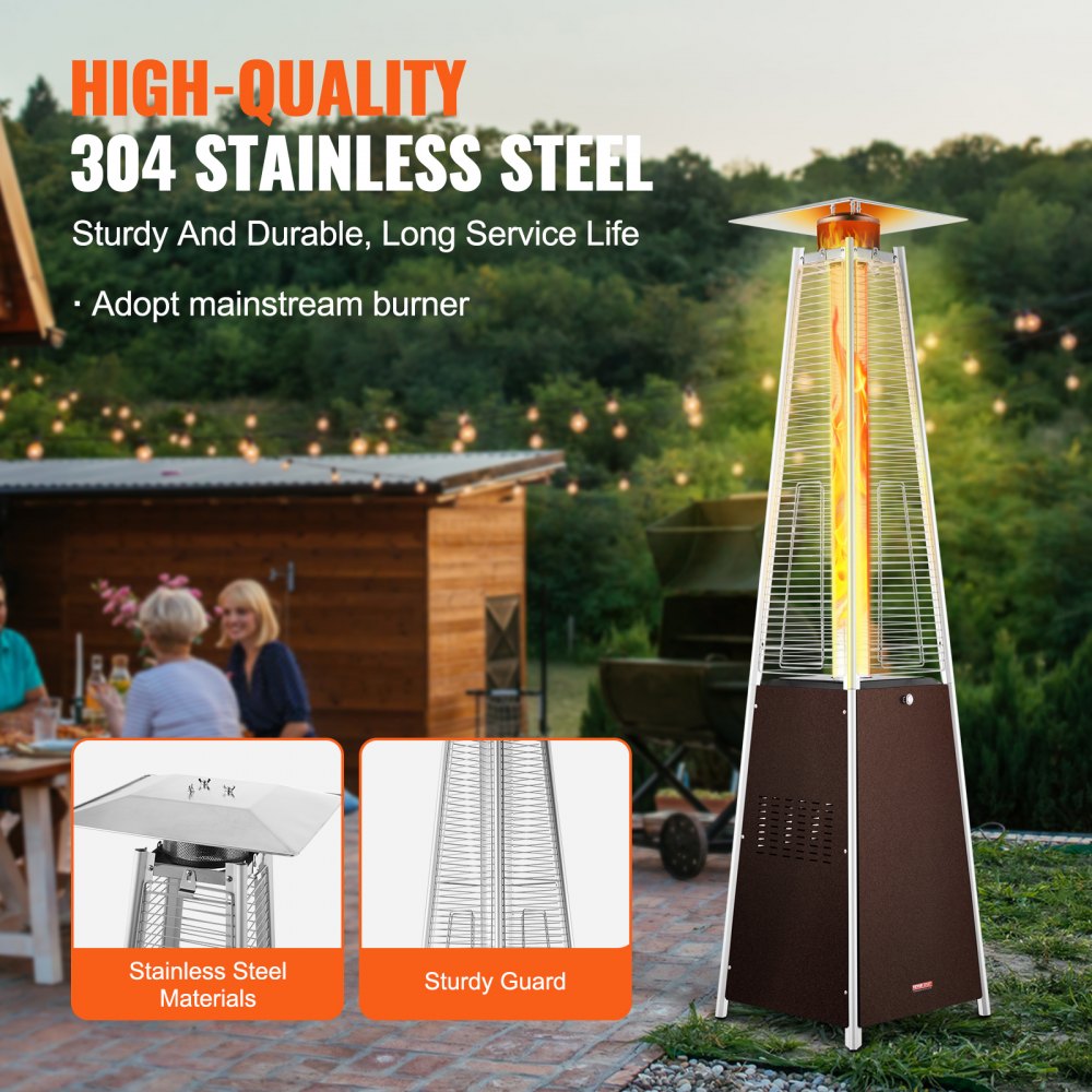 PYRAMID SQUARE - 48,000 BTU Stainless Steel Patio Heater with Wheels