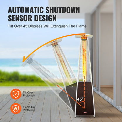 PYRAMID SQUARE - 48,000 BTU Stainless Steel Patio Heater with Wheels