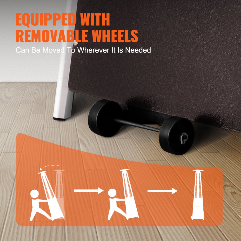 PYRAMID SQUARE - 48,000 BTU Stainless Steel Patio Heater with Wheels