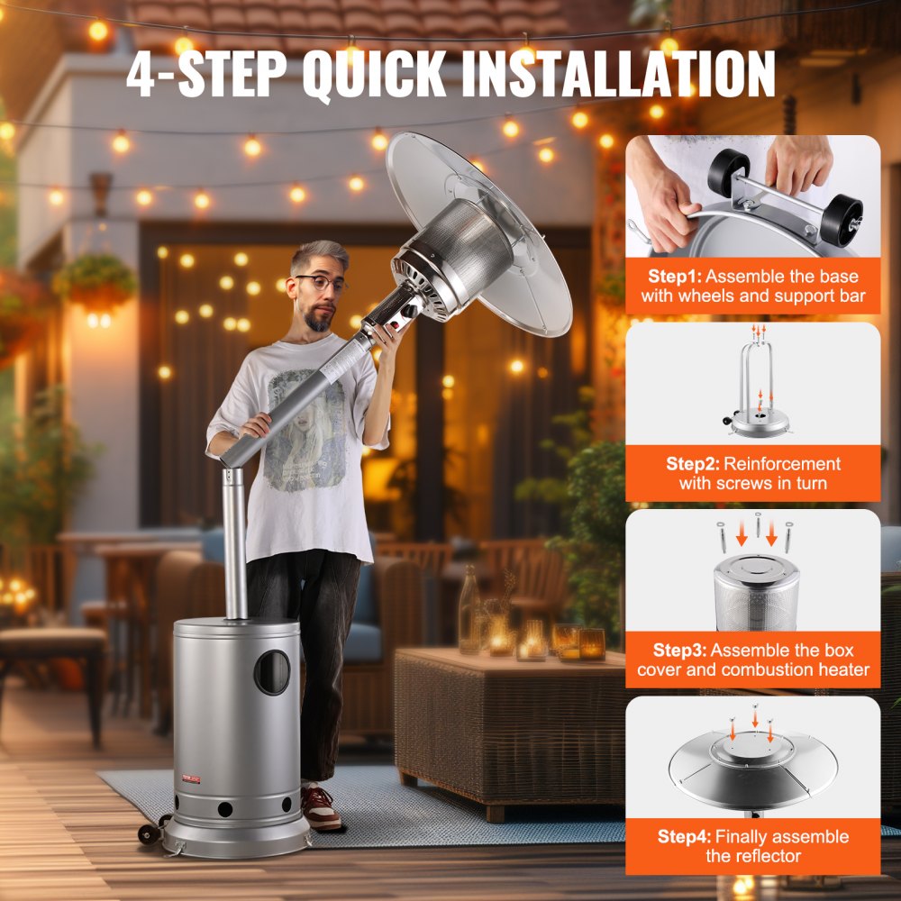 STD (PRO) - 50000BTU Durable Stainless Steel Patio Heater with Table