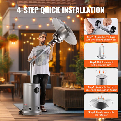 STD (PRO) - 50000BTU Durable Stainless Steel Patio Heater with Table