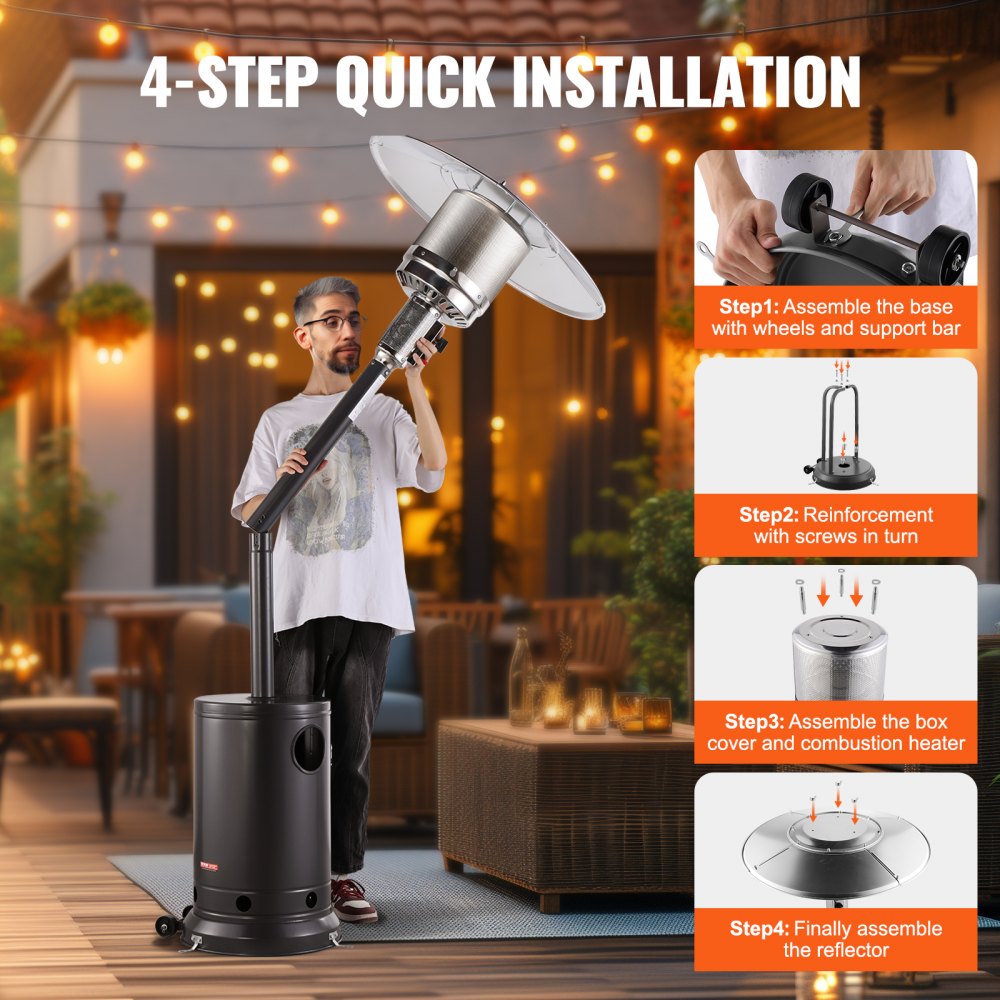 STD (PRO) - 50,000 BTU Stainless Steel Propane Heater with Wheels