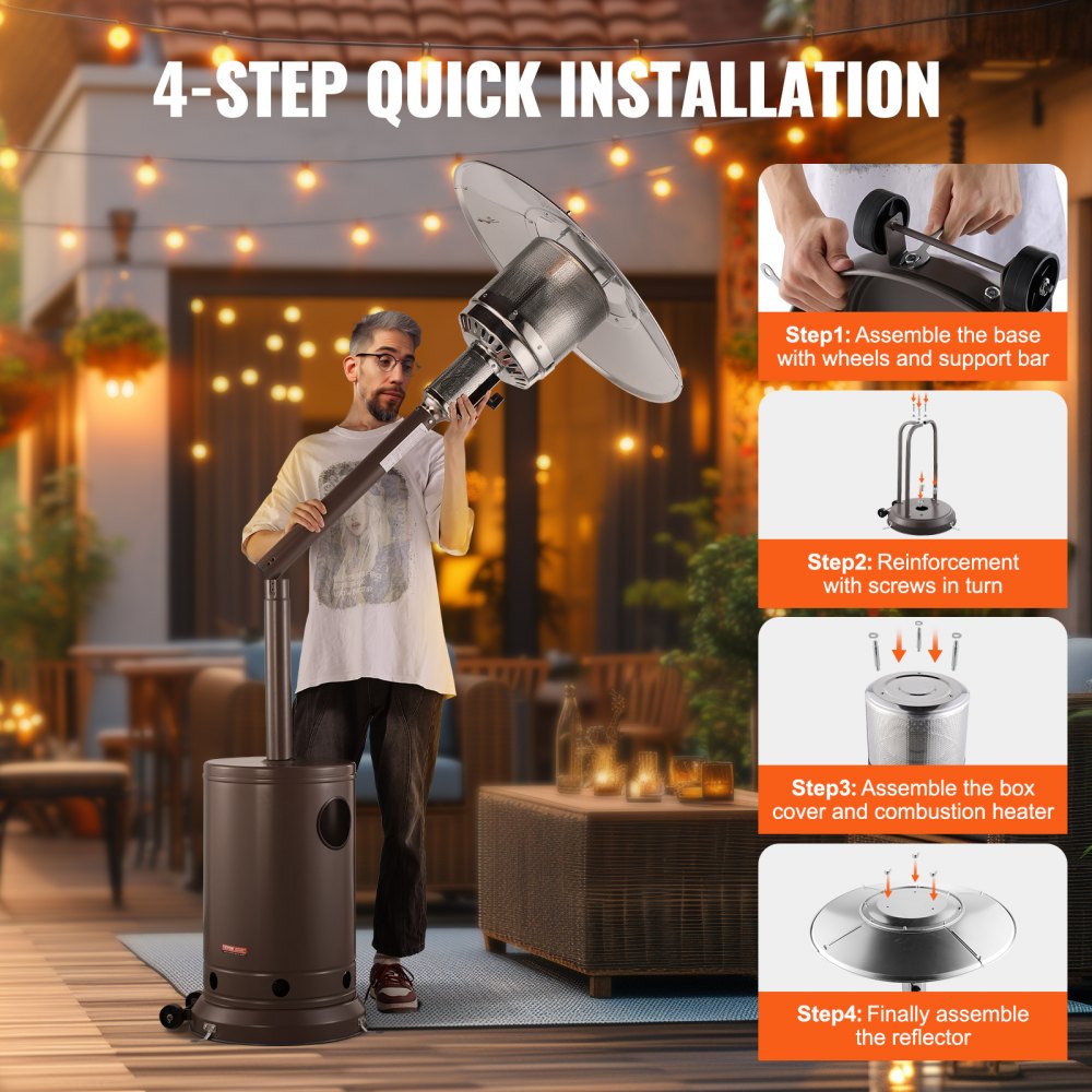 STD (PRO) - 50,000 BTU Stainless Steel Patio Heater with Flame Tube