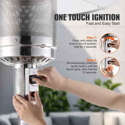 STD (PRO) - 50,000 BTU Stainless Steel Patio Heater with Flame Tube