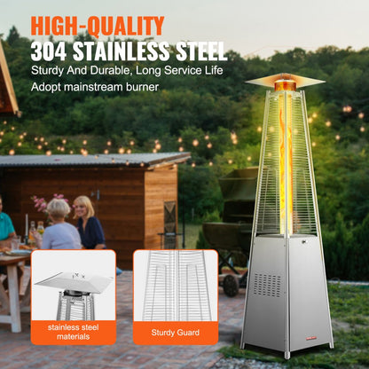 PYRAMID SQUARE - 48,000 BTU VEVOR Propane Patio Heater with Wheels, 84.25" Tall