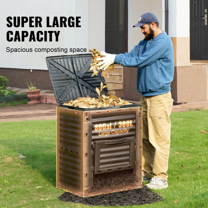 XDB-431 - 80 Gallon BPA-Free Compost Bin with Ventilation and Easy Access