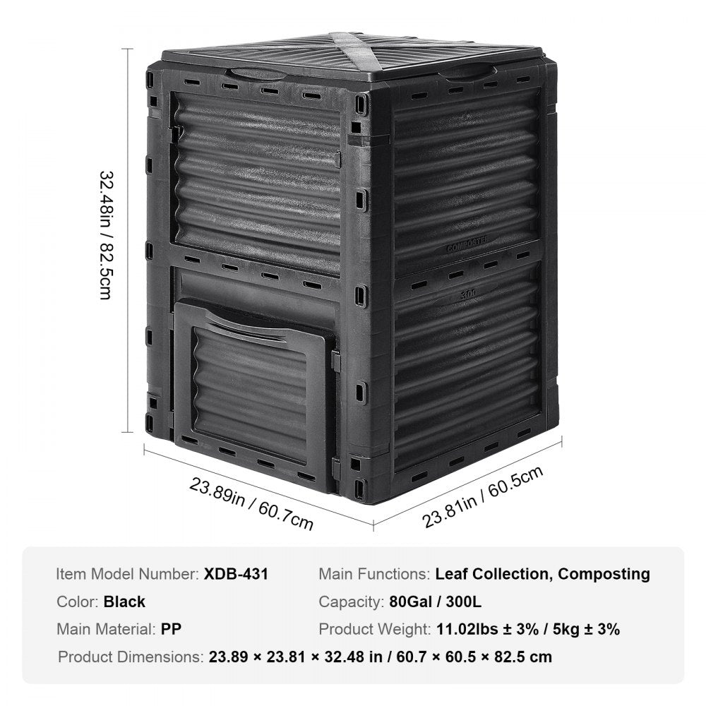 XDB-431 - 80 Gallon BPA-Free Compost Bin with Ventilation and Easy Access