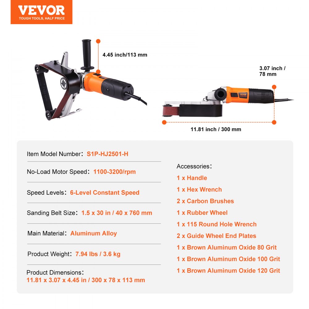 S1P-HJ2501-H - VEVOR Durable Pipe Polisher with 6 Speed Settings