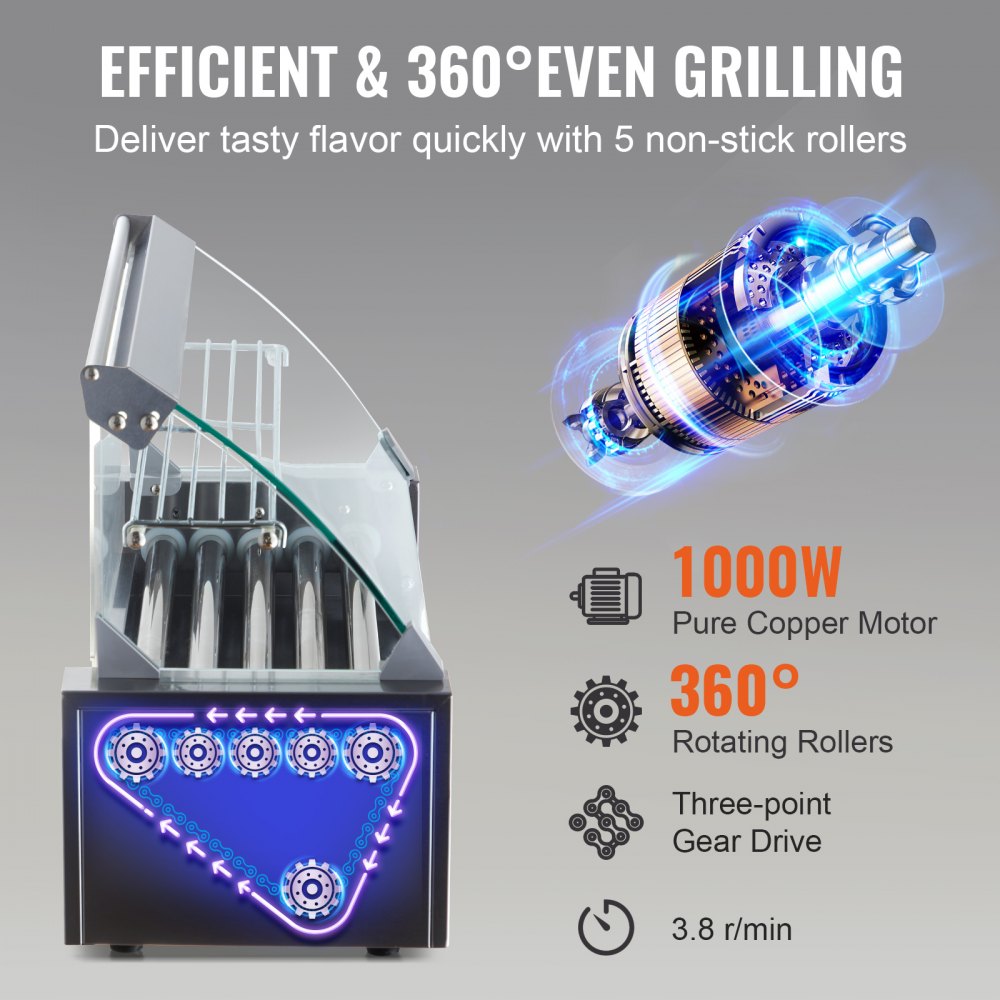 SC-5XD - Durable Stainless Steel Hot Dog Roller with Dual Temperature Control