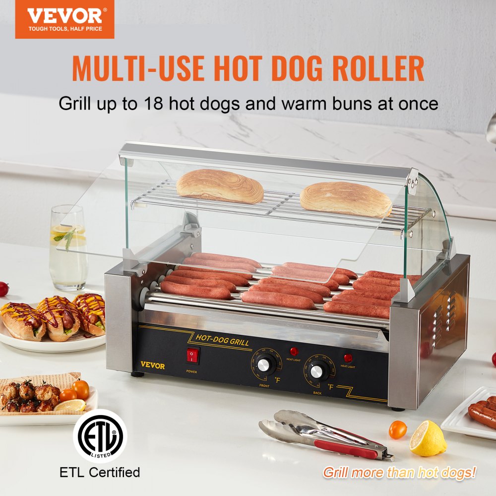 SC-7XD - 18 Hot Dog Capacity Stainless Roller with Dual Temperature Control