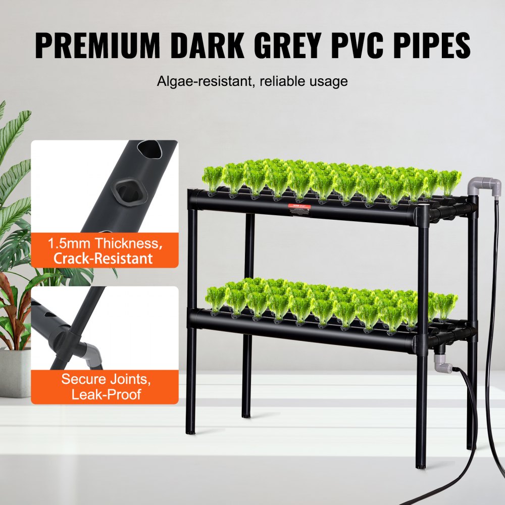 VV2-72W - 72-Site Hydroponic System, Durable PVC, Space-Saving Design