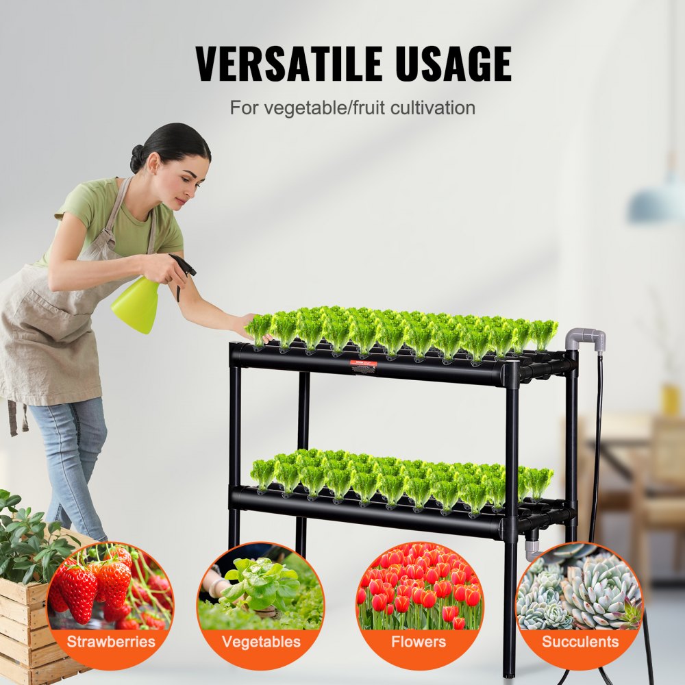 VV2-72W - 72-Site Hydroponic System, Durable PVC, Space-Saving Design