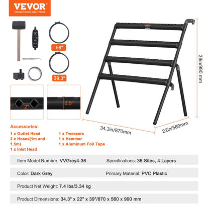 VVGrey4-36 - 36-Site 4-Layer Hydroponics System for Indoor Gardens