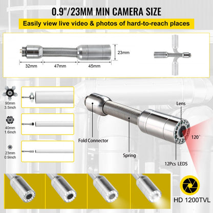 010661582246 - 150FT Pipeline Inspection Camera with 9" Monitor & DVR Function