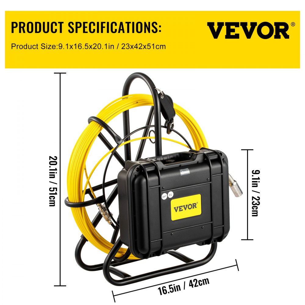 010661582246 - 150FT Pipeline Inspection Camera with 9" Monitor & DVR Function
