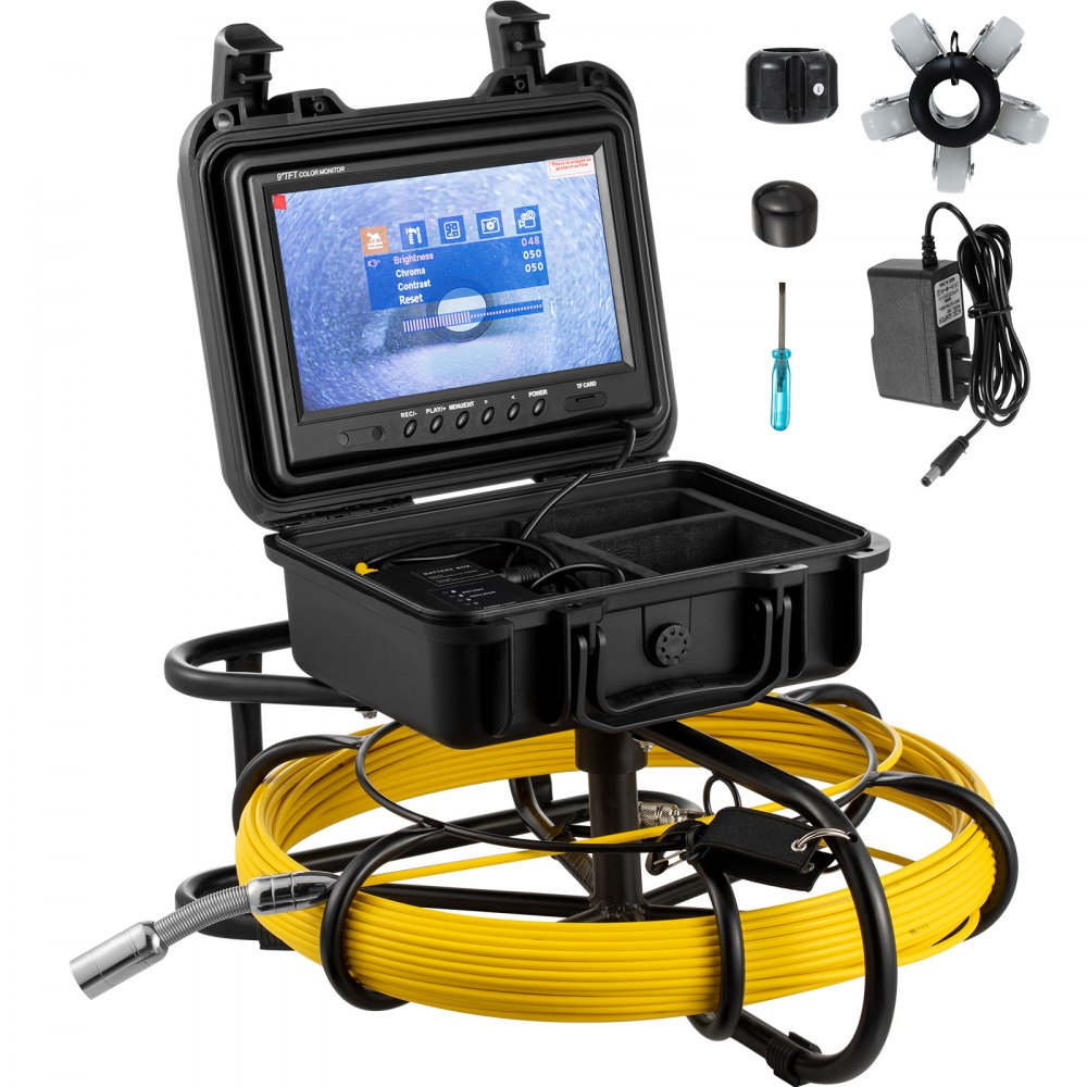 010661582246 - 150FT Pipeline Inspection Camera with 9" Monitor & DVR Function
