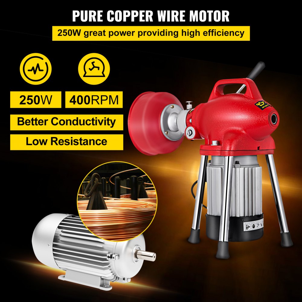 010227957624 - 250W Portable Drain Cleaner with 400RPM Speed