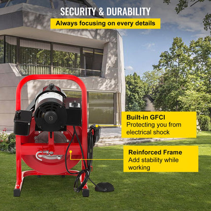 010752855864 - 50FT Electric Drain Auger with 4 Cutters for Blockages