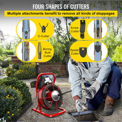 D1000 - VEVOR 75FT Electric Drain Auger for Clog Removal