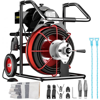 D1000 - VEVOR 75 Ft Durable Electric Drain Cleaner with Cutters