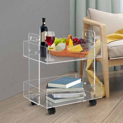 010952135555 - Stylish Acrylic Cart with 2 Tiers & 66lbs Capacity
