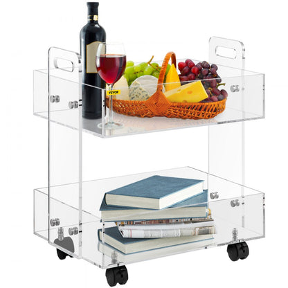 010952135555 - Stylish Acrylic Cart with 2 Tiers & 66lbs Capacity