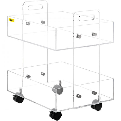 010952135555 - Stylish Acrylic Cart with 2 Tiers & 66lbs Capacity