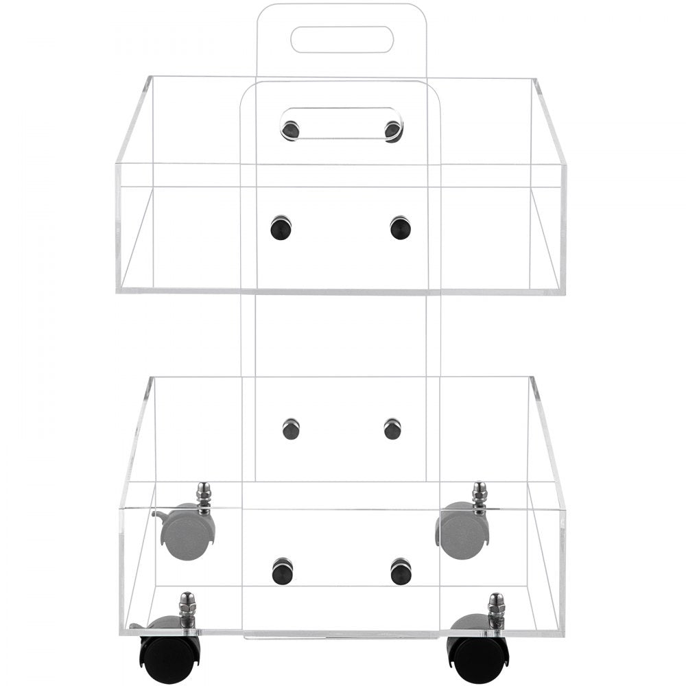 010952135555 - Stylish Acrylic Cart with 2 Tiers & 66lbs Capacity