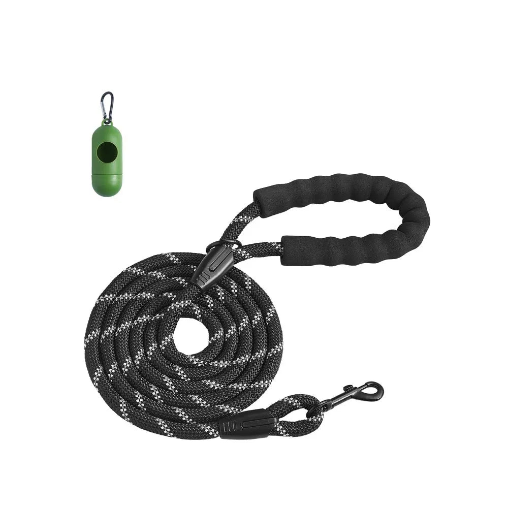 CWS-12mm-6FT - Durable 6ft Nylon Dog Leash with Comfortable Handle & Waste Bag Holder