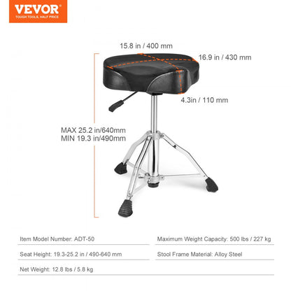 ADT-50 - Adjustable Hydraulic Drum Throne, 19.3-25.2 in Height, 500 lbs Limit