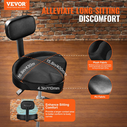 ADT-50K - Adjustable VEVOR Drum Throne with Backrest, 19.3-25.2 in, 500 lbs Capacity