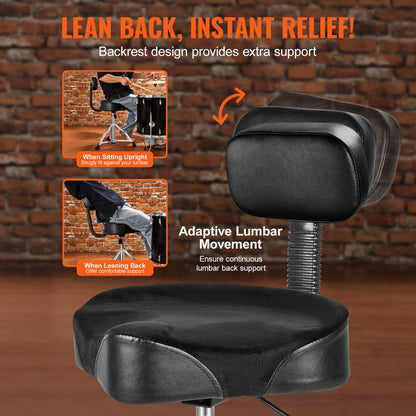 ADT-50K - Adjustable VEVOR Drum Throne with Backrest, 19.3-25.2 in, 500 lbs Capacity