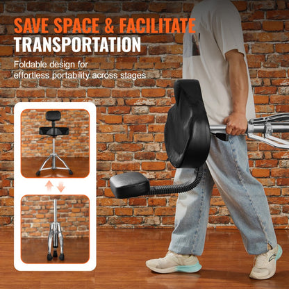 ADT-50K - Adjustable VEVOR Drum Throne with Backrest, 19.3-25.2 in, 500 lbs Capacity