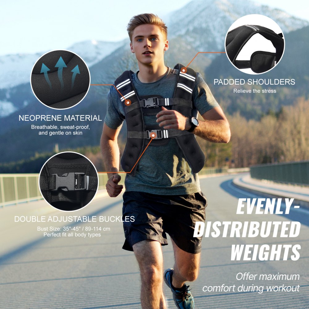 JS-VEST005-2 - Adjustable 16lb Neoprene Weighted Vest with Pockets