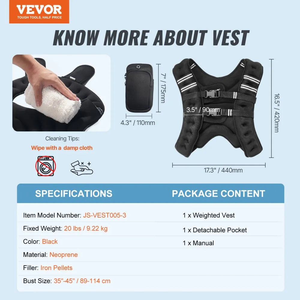 JS-VEST005-3 - Breathable Weighted Vest with Pockets for Custom Fit