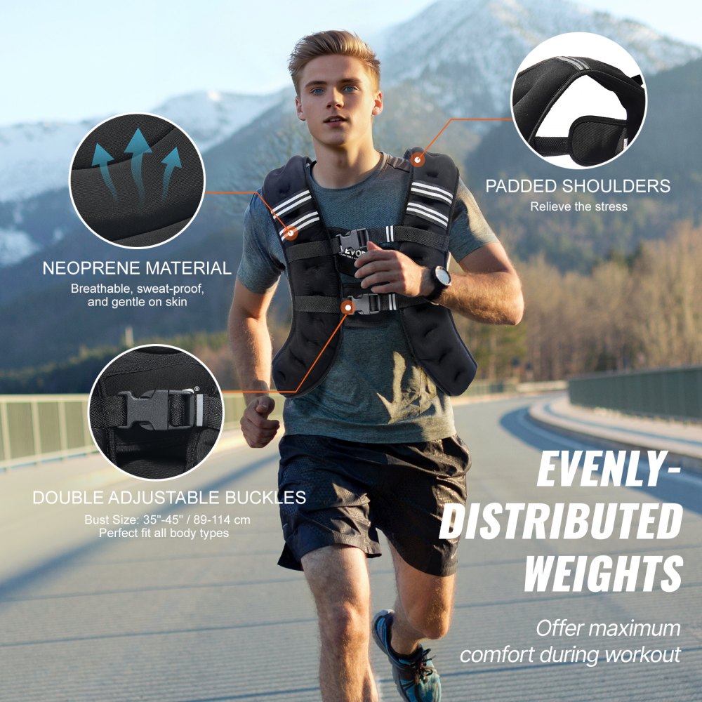 JS-VEST005-4 - Comfortable 30lb Neoprene Weighted Vest with Detachable Pockets