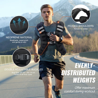 JS-VEST005-4 - Comfortable 30lb Neoprene Weighted Vest with Detachable Pockets