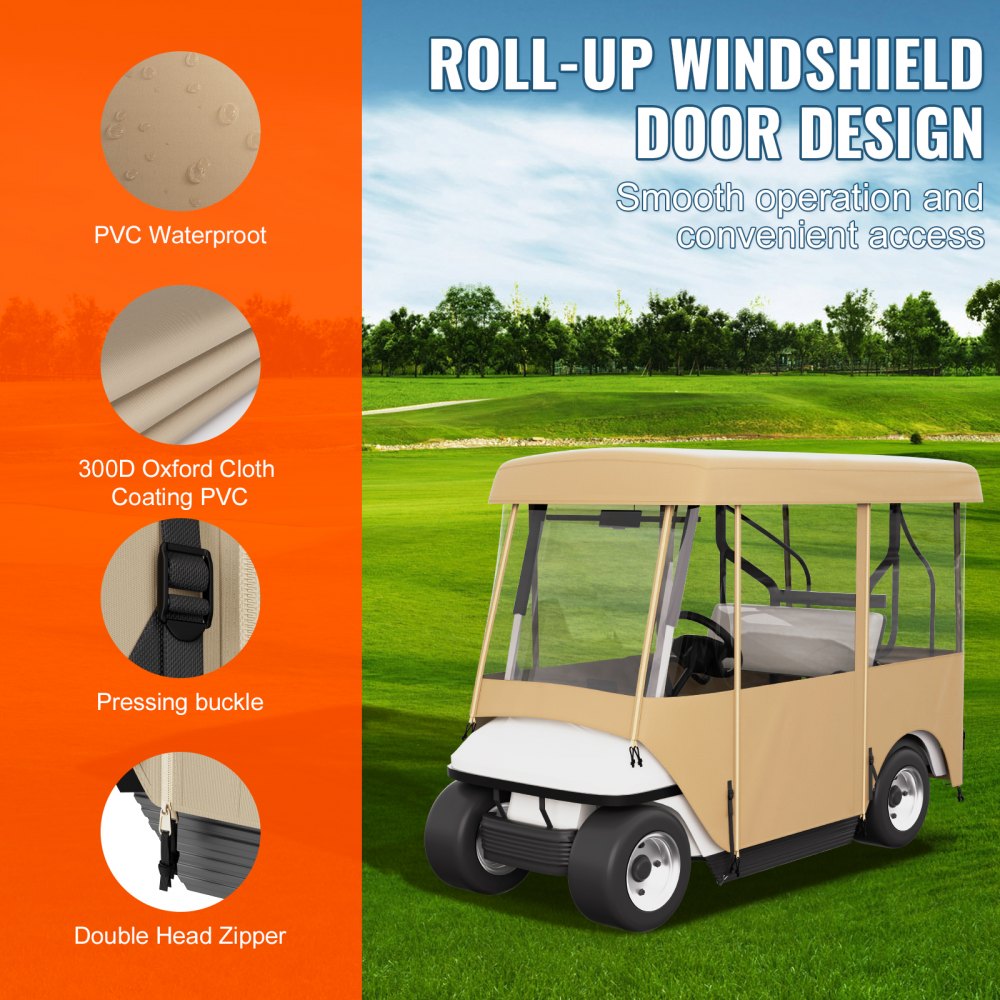 010969049626 - Waterproof 4-Person Golf Cart Cover, 78.7in x 43.3in, Durable Design